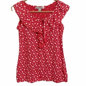 Trending Ruffle Pink Polka Dot Blouse S